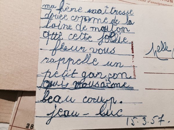 En 1957, Jean-Luc écrit à Madeleine qu'elle est "douce comme de la laine de mouton" <3 #Madeleineproject https://t.co/OcjqmkryGV